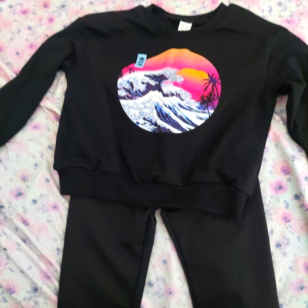Little girls sweatshirt and leggings set